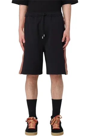 Lanvin Korte broeken, Heren, Zwart, S, Katoen, Zwarte Shorts met Strepen
