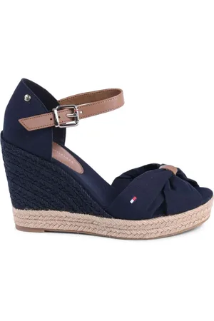 Tommy Hilfiger Schoenen, Dames, Blauw, 41 EU, Katoen, Blauwe Sleehak Espadrille Sandalen