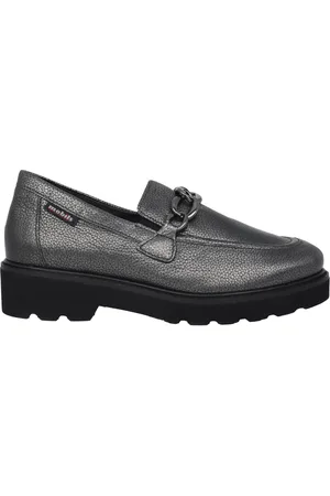 Mephisto Schoenen, Dames, Grijs, 39 EU, Leer, Grijze brede pasvorm loafer voor vrouwen