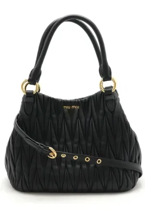 Miu Miu Pre-owned, Dames, Zwart, ONE Size, Leer, Tweedehands leren schoudertassen