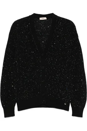 HERNO Truien, Dames, Zwart, M, Zwarte Gebreide Vest Trui