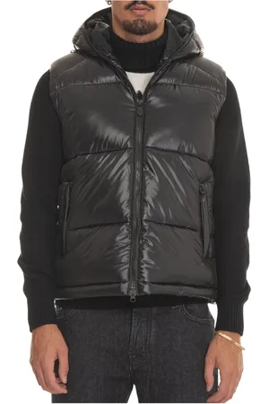 save the duck Jassen, Heren, Zwart, M, Nylon, Gewatteerde Gilet met Capuchon