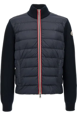 Moncler Jassen, Heren, Blauw, 2Xl, Nylon, Blauwe Gewatteerde Nylon Sweater met Rits