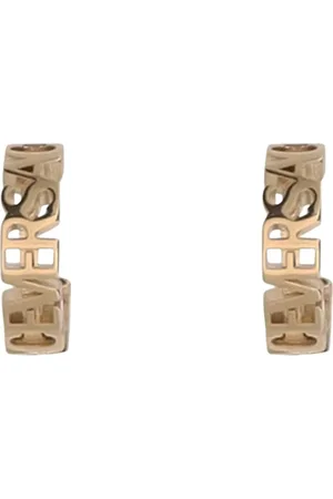 VERSACE Accessoires, Dames, Geel, ONE Size, Gestructureerde Gouden Hoepeloorbellen Elegant Ontwerp