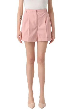 Max Mara Korte broeken, Dames, Roze, M, Katoen, Elegante Witte Katoenen Shorts