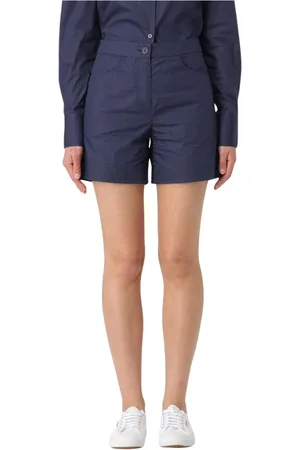 Colmar Korte broeken, Dames, Blauw, M, Leer, Klassieke Pasvorm Blauwe Dames Shorts