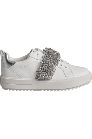 Michael Kors Schoenen, Dames, Wit, 38 1/2 EU, Leer, Emmett Franje Kristal Sneakers