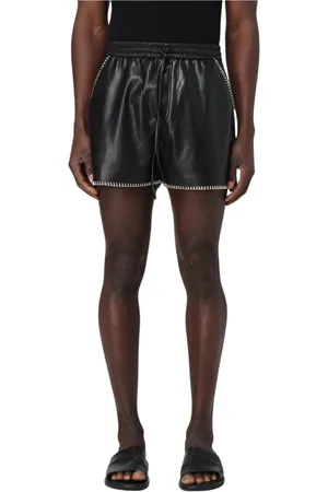 Nanushka Korte broeken, Heren, Zwart, L, Zwarte Leren Shorts Moderne Stijl