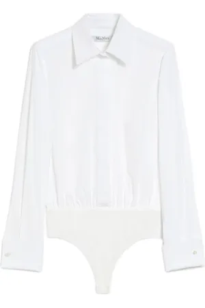 Max Mara Tops, Dames, Wit, M, Katoen, Witte Klassieke Blouse met Puntkraag