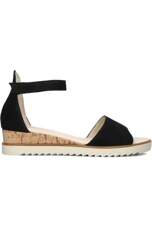 Gabor Schoenen, Dames, Zwart, 37 1/2 EU, Linnen, Dames Sandalen Stijlvol Model 780