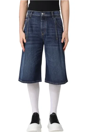 Alexander McQueen Korte broeken, Heren, Blauw, XL, Denim, Klassieke Denim Relaxed Fit Shorts