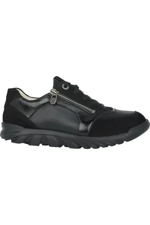 Ganter Schoenen, Dames, Zwart, 37 EU, Leer, Wijde pasvorm zwarte leren sneaker