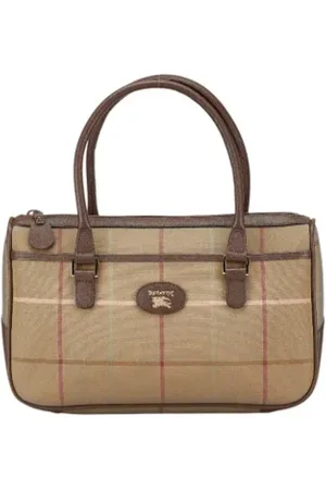 Burberry Pre-owned, Dames, Bruin, ONE Size, Leer, Tweedehands Canvas handtassen