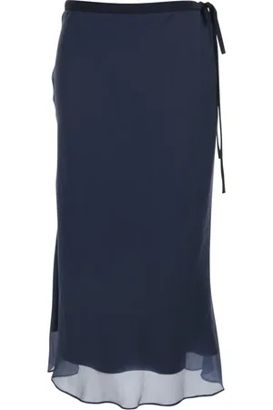 DUNST Rokken, Dames, Blauw, S, Blauwe Rok met Zijknoopsluiting en Semi-Transparante Zoom