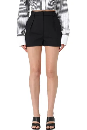 Sportmax Korte broeken, Dames, Zwart, 2Xs, Gele Geplooide Shorts op Maat