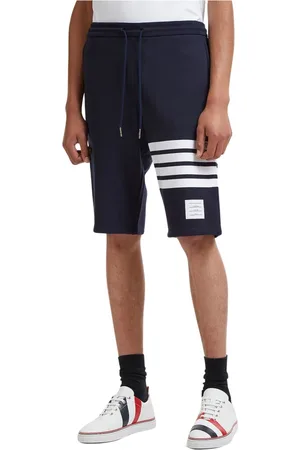 Thom Browne Korte broeken, Heren, Blauw, L, Katoen, Jersey Sweat Shorts met Four Bar Motif