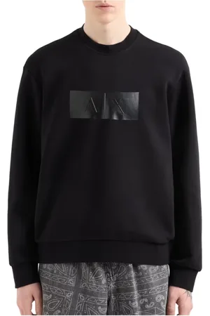 Armani Exchange Sweatshirts & Hoodies, Heren, Zwart, XL, Katoen, Zwarte Sweatshirt Xm 000743 Af 13047