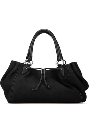 Bvlgari Pre-owned, Dames, Zwart, ONE Size, Leer, Tweedehands Canvas handtassen
