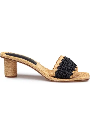 Paloma Barceló Schoenen, Dames, Zwart, 38 EU, Raffia Sandaal Natuurlijk Zwart Kleur Hak