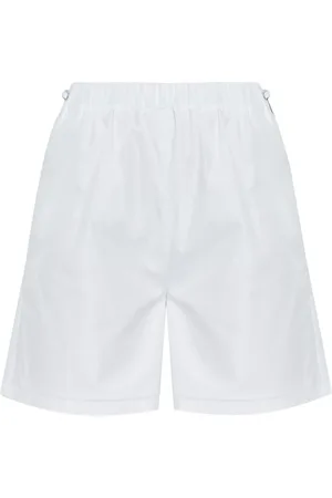 Max Mara Korte broeken, Dames, Wit, 2Xs, Katoen, Witte Shorts met Elastische Tailleband