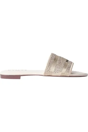 GAËLLE Schoenen, Dames, Geel, 39 EU, Katoen, Gouden platte sandalen Elegant en comfortabel