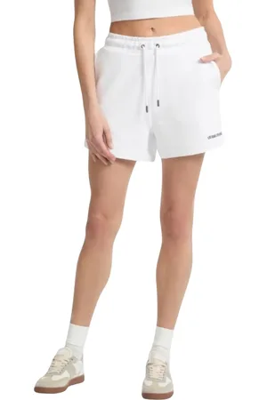Guess Korte broeken, Dames, Wit, XS, Katoen, Regular Fit Geborduurde Jersey Shorts
