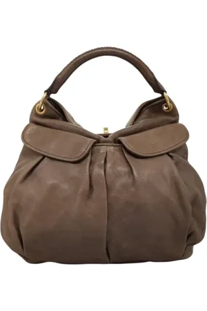 Miu Miu Pre-owned, Dames, Bruin, ONE Size, Leer, Tweedehands leren handtassen