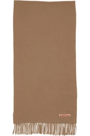 Acne Studios Accessoires, unisex, Bruin, ONE Size, Wol, Bruine Wollen Sjaal met Franjes