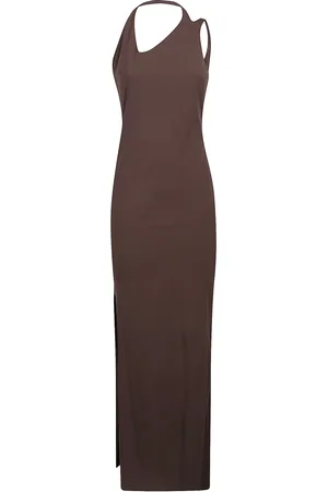 Patrizia Pepe Kleedjes, Dames, Bruin, S, Essentiële Mouwloze Jurk