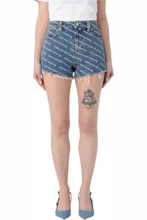 Alexander Wang Korte broeken, Dames, Blauw, W25, Denim, Blauwe Denim Shorts voor Vrouwen