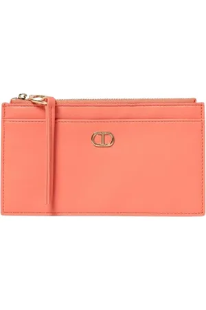 Twin-Set Accessoires, Dames, Oranje, ONE Size, Leer, Leren kaarthouder