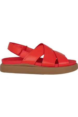 Clarks Schoenen, Dames, Rood, 35 1/2 EU, Rode Leren Dames Sandaal - Aristella Sun