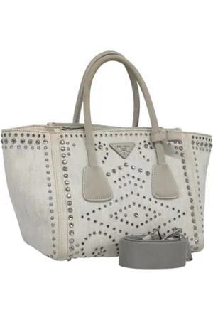 Prada Pre-owned, Dames, Grijs, ONE Size, Tweedehands Canvas handtassen