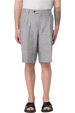 corneliani Korte broeken, Heren, Grijs, XL, Linnen, Elegante Linnen Shorts