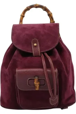 Gucci Pre-owned, Dames, Paars, ONE Size, Suède, Pre-owned Suede backpacks