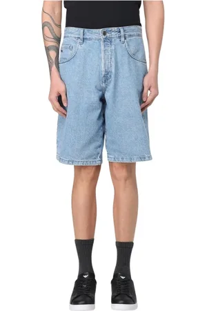 Emporio Armani Korte broeken, Heren, Blauw, XS, Denim, Denim shorts met relaxte pasvorm