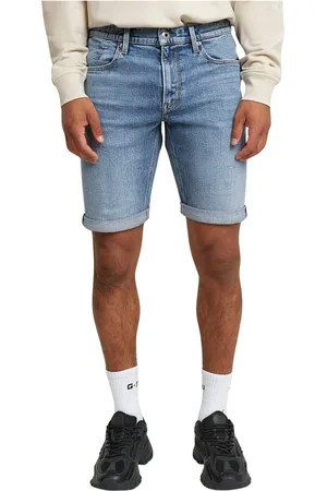 G-Star Korte broeken, Heren, Blauw, W30, Denim, Denim Shorts met Geïntegreerde Muntenzak