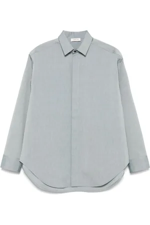 FEAR OF GOD Overhemden, Heren, Grijs, M, Katoen, Gemêleerd Katoen Wol Blend Shirt