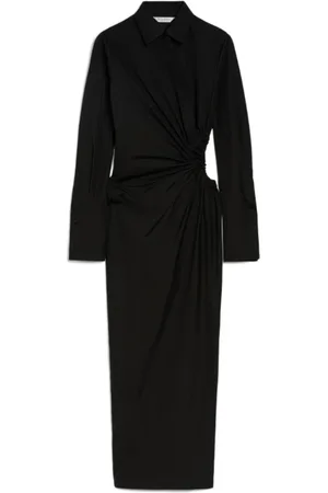 Max Mara Kleedjes, Dames, Zwart, S, Katoen, Zwarte Overhemdjurk met Unieke Details