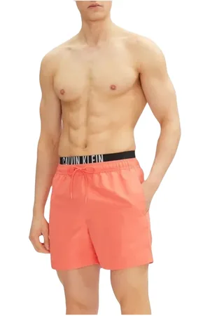 Calvin Klein Badkleding, Heren, Oranje, S, Polyester, Heren Zwemkleding Dubbele Tailleband
