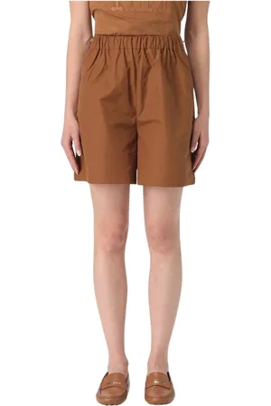 Max Mara Korte broeken, Dames, Bruin, XS, Katoen, Bruine Katoenen Pull On Shorts