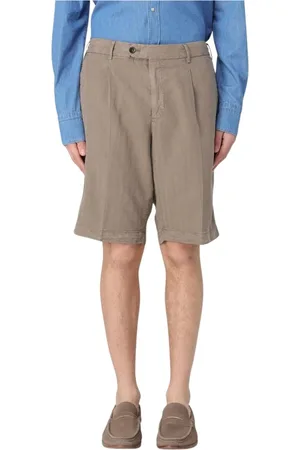 PT Torino Korte broeken, Heren, , XL, Linnen, Zand Linnen Geplooide Relaxte Pasvorm Shorts