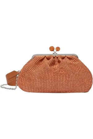 Max Mara Tassen, Dames, Bruin, ONE Size, Katoen, Rafia Pasticcino Tas Medium in Coccio