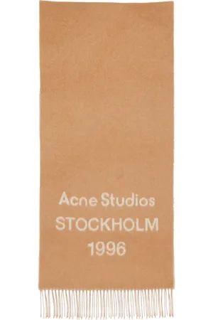 Acne Studios Accessoires, unisex, Bruin, ONE Size, Wol, Bruine Wollen Sjaal met Franjes