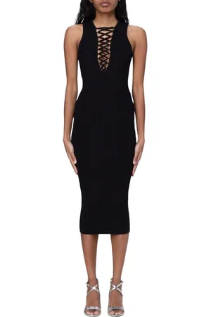Norma Kamali Kleedjes, Dames, Zwart, S, Elegante Zwarte Jurk Met Lange Mouwen
