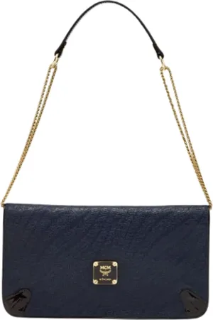 MCM Pre-owned, Dames, Blauw, ONE Size, Leer, Pre-owned Fabric shoulder-bags