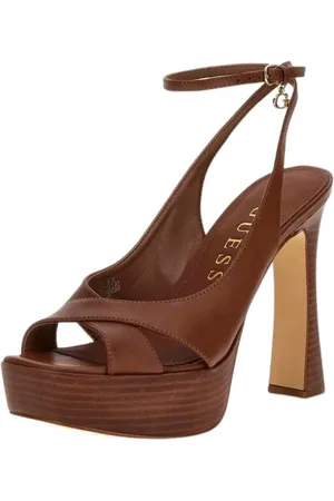 Guess Schoenen, Dames, Bruin, 40 EU, Leer, Hoge Hak Sandalen
