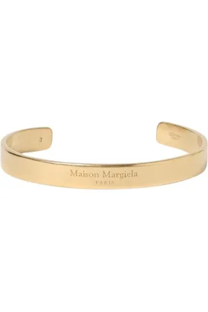 Maison Margiela Accessoires, Dames, Geel, L, Gouden Logo Gegraveerde Manchet Armband