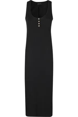 ANINE BING Kleedjes, Dames, Zwart, S, Katoen, Zwarte Tank Midi Jurk Alessia Stijl
