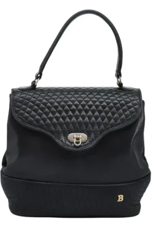 Bally Pre-owned, Dames, Zwart, ONE Size, Leer, Tweedehands leren handtassen